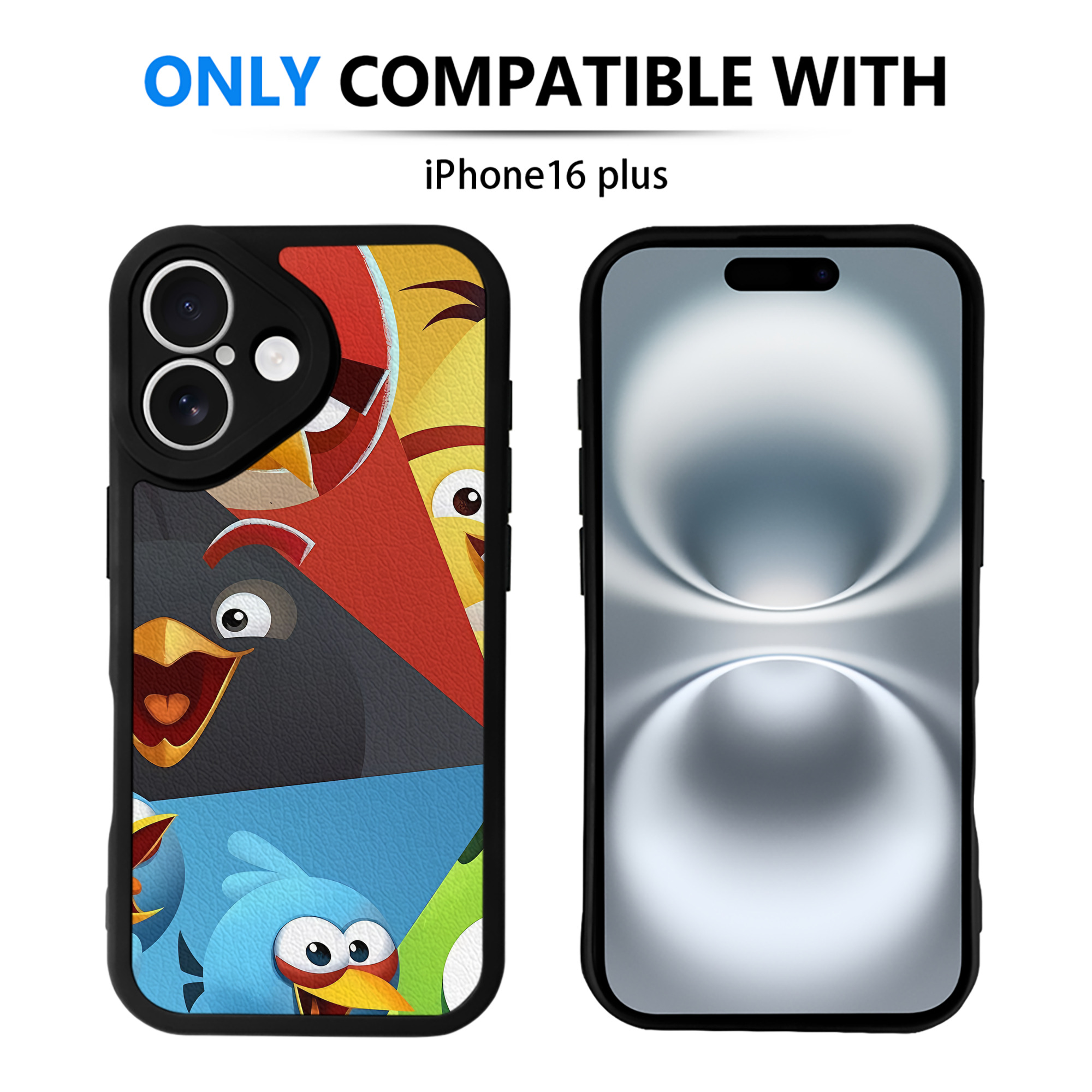 （画像用） Angry Birds アングリーバード 【iPhone 16シリーズ対応】シリコンスマホケース（レザー調） 材質：シリコン